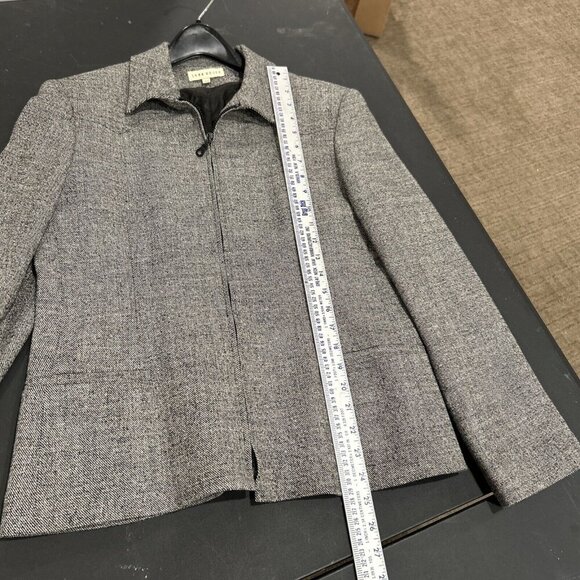 Lynn Adler Gray Tweed Zip Front Jacket Blazer Career Office Coat - Picture 5 of 9